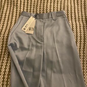 Satin baby blue wide leg trousers from Zara. Never worn.